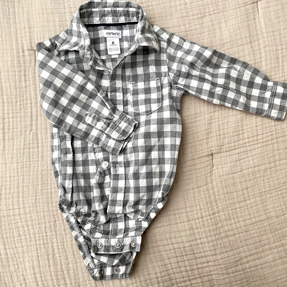 Carter’s Baby Plaid button up long sleeve onesie